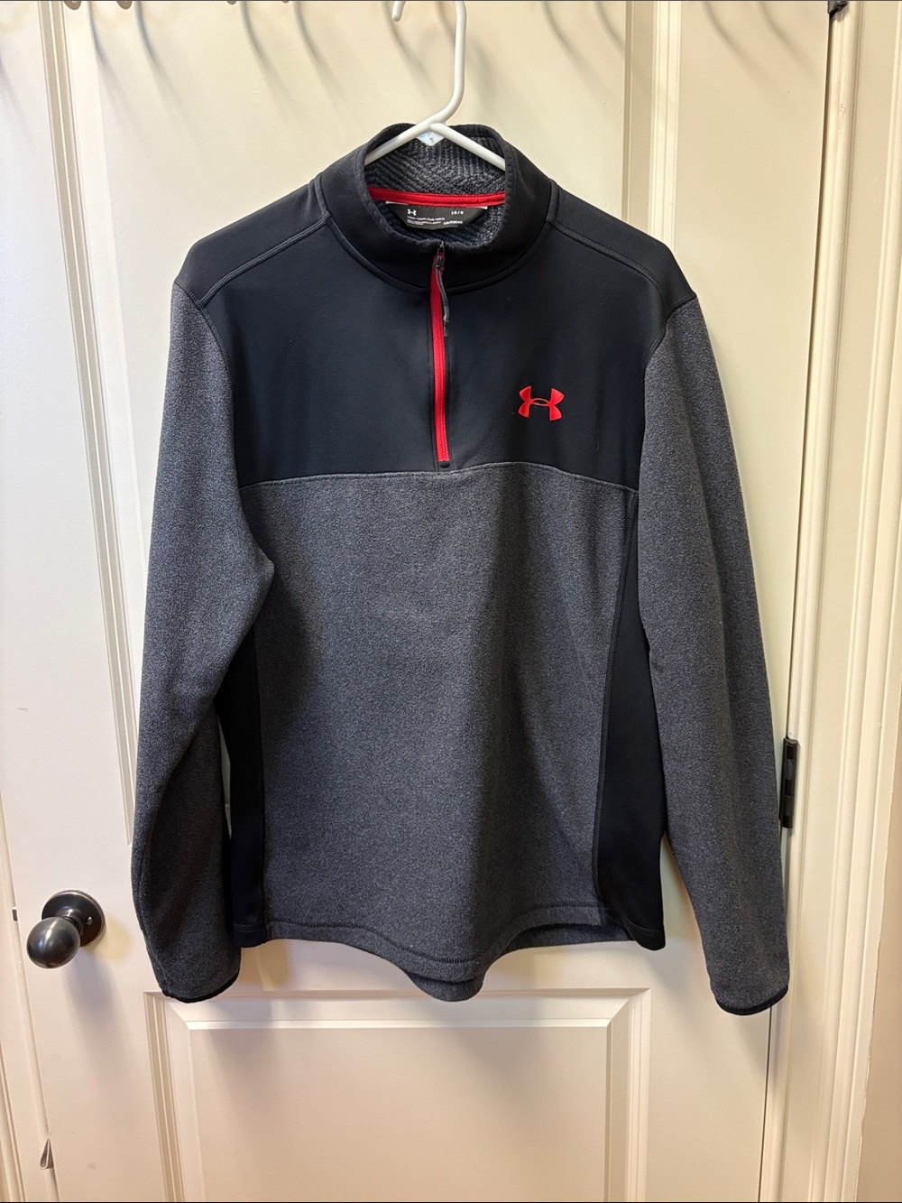 Under Armour Men’s Black & Gray Quarter-Zip Pullover with Red Trim